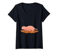Donna Mi piacciono Davvero Le Talpe Nude Ok? Divertente Topo Talpa Nudo Maglietta con Collo a V