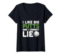 Donna Mi piacciono i Big Putts e Non Posso mentire Golf Divertente Golf Golf Golf Maglietta con Collo a V