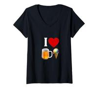 Donna Mi piacciono la Birra e Il Gelato LGBTQ+ Maglietta con Collo a V