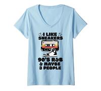 Donna Mi piacciono Le Sneakers R&B Anni '90 e Mi Piace 3 Persone Sneakerhead Maglietta con Collo a V