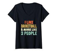 Donna Mi Piace Il Basket e Forse 3 Persone Maglietta con Collo a V