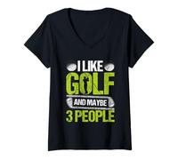 Donna Mi Piace Il Golf e Forse 3 Persone Maglietta con Collo a V