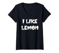 Donna Mi Piace Il Limone Maglietta con Collo a V