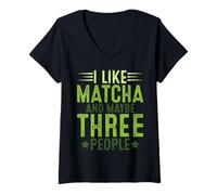 Donna Mi Piace Il Matcha Green Tea Lover ICES Matcha Latte Maglietta con Collo a V