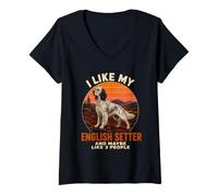 Donna Mi Piace Il Mio Setter Inglese e Forse 3 Persone Introvert Dog Maglietta con Collo a V