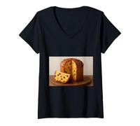 Donna Mi Piace Molto Il panettone Dolce Italiano Maglietta con Collo a V