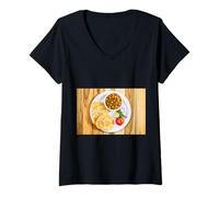 Donna Mi Piace Molto la Cucina Indiana Chole Bhature Maglietta con Collo a V