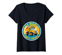 Donna Mi Piace Un autocarro con cassone Ribaltabile di Prima elementare per Tornare a Scuola Trucker Boys Maglietta con Collo a V