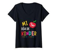 Donna Mi Primer Dia de Kinder Playera, Niño y Niña T-Shirt Maglietta con Collo a V