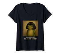 Donna Mi rifiuto di tollerare Il glutine Weird Frog Maglietta con Collo a V