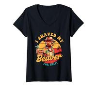 Donna Mi Sono Rasato Il Castoro per Questo Divertente Design per Donne e Uomini Maglietta con Collo a V