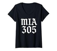 Donna MIA 305 Miami Florida Heat South Floridian Beach Festa degli anni '80 Maglietta con Collo a V