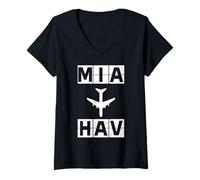 Donna MIA a Hav Route Miami Havana Maglietta con Collo a V