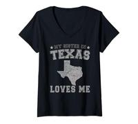 Donna Mia Sorella in Texas AMA Me America Vintage Stato Maglietta con Collo a V