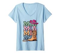 Donna Mia Western Cowgirl Mia Country Compleanno Personalizzato Maglietta con Collo a V