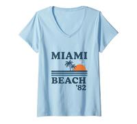 Donna Miami Beach '82 Maglietta con Collo a V