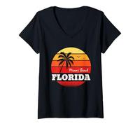 Donna Miami Beach Graphic Tees - Novelty T-Shirts & Cool Designs Maglietta con Collo a V