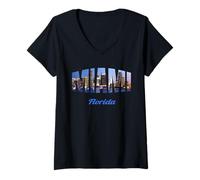Donna Miami Florida Maglietta con Collo a V