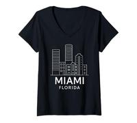 Donna Miami Florida MIA 305 Heat South Floridian Beach Wynwood Maglietta con Collo a V