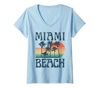 Donna Miami Spiaggia Maglietta con Collo a V