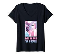 Donna Miami Vice Airbrush Duo Sunset Maglietta con Collo a V