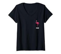 Donna Miami Vice Airbrush Flamingo Front & Back Maglietta con Collo a V