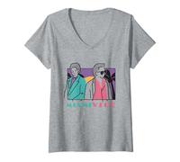 Donna Miami Vice Coastal Duo Retro Maglietta con Collo a V