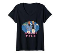 Donna Miami Vice Coastal Retro Duo Maglietta con Collo a V