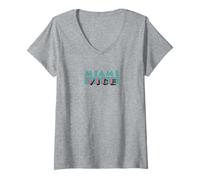 Donna Miami Vice Front & Back Neon Duo Maglietta con Collo a V