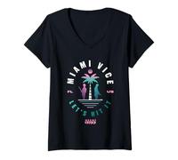 Donna Miami Vice Let’s Hit It Maglietta con Collo a V