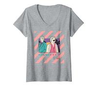 Donna Miami Vice Undercover 1984 Retro Stripes Maglietta con Collo a V