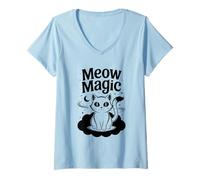 Donna Miao Magic Cat Lover Feline Pet Meow Love Cats Maglietta con Collo a V