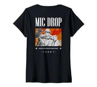 Donna Mic Drop Backprint - Aesthetic Edgy Streetwear Maglietta con Collo a V