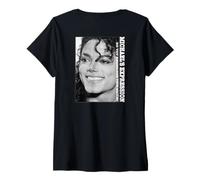 Donna Michael Jackson 712 Back Printed Maglietta con Collo a V