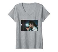 Donna Michael Jackson Bad World Tour dal Vivo a Wembley 1988 Maglietta con Collo a V