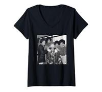 Donna Michael Jackson The Jackson 5 Arriva per Il Tour nel Regno Unito 1979 Maglietta con Collo a V