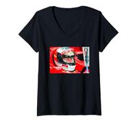 Donna Michael Schumacher Racing Driver al Motor GP Silverstone Maglietta con Collo a V
