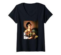 Donna Michelangelo da Caravaggio - Ragazzo con Cesto di Frutta 2 Maglietta con Collo a V