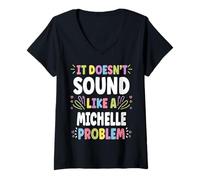 Donna Michelle Personalized Women's Gift Custom Michelle Maglietta con Collo a V