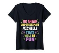 Donna Michelle Personalized Women's Gift Custom Michelle Maglietta con Collo a V
