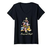 Donna Mickey Mouse and Friends Merry And Bright Natale Maglietta con Collo a V