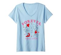 Donna Mickey Mouse And Minnie Forever Valentine Maglietta con Collo a V