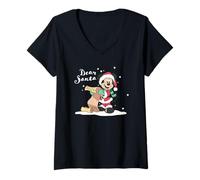 Donna Mickey Mouse Dear Santa Natale Maglietta con Collo a V