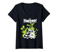 Donna Mickey Mouse The Horror Halloween Maglietta con Collo a V