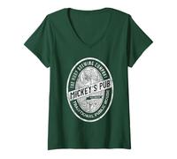 Donna Mickey's Pub Galway, Irlanda - Eire Gift - Irish Heritage Maglietta con Collo a V