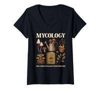 Donna Micologia divertente Definizione Vintage Micologi Cottagecore Maglietta con Collo a V