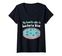 Donna Microbiologia Arte Appassionato Laboratorio Vita Microbica Scienza Divertimento Maglietta con Collo a V