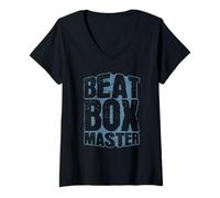 Donna Microfono Beat Box Master Maglietta con Collo a V