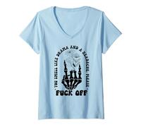 Donna Middle Finger F off You Smell Like Drama & Headache Go Away Maglietta con Collo a V
