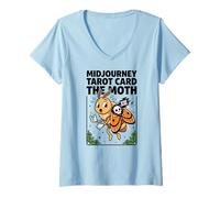 Donna Midjourney - Carta dei tarocchi The Moth Goth XIII Maglietta con Collo a V